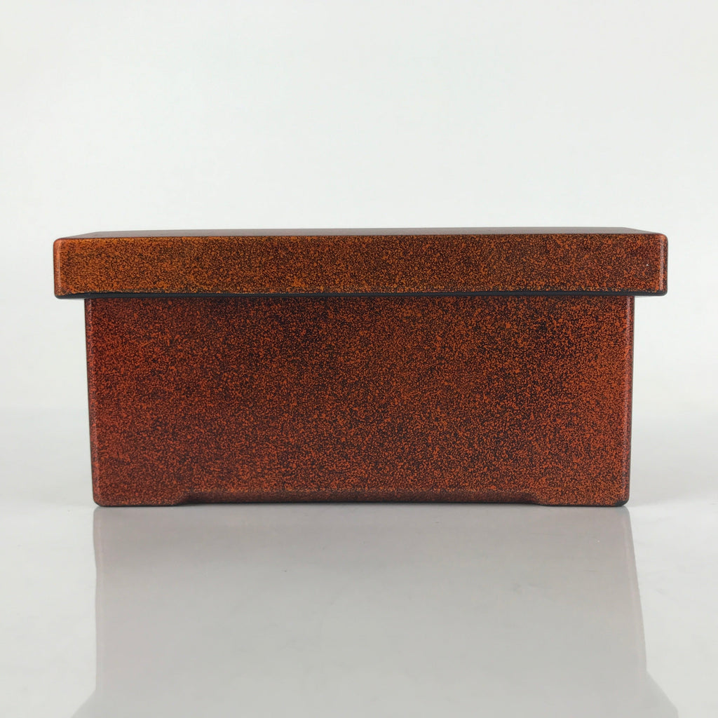 Japanese Resin Lacquer Replica Lidded Bento Lunch Box Vtg Nashiji Orange L198