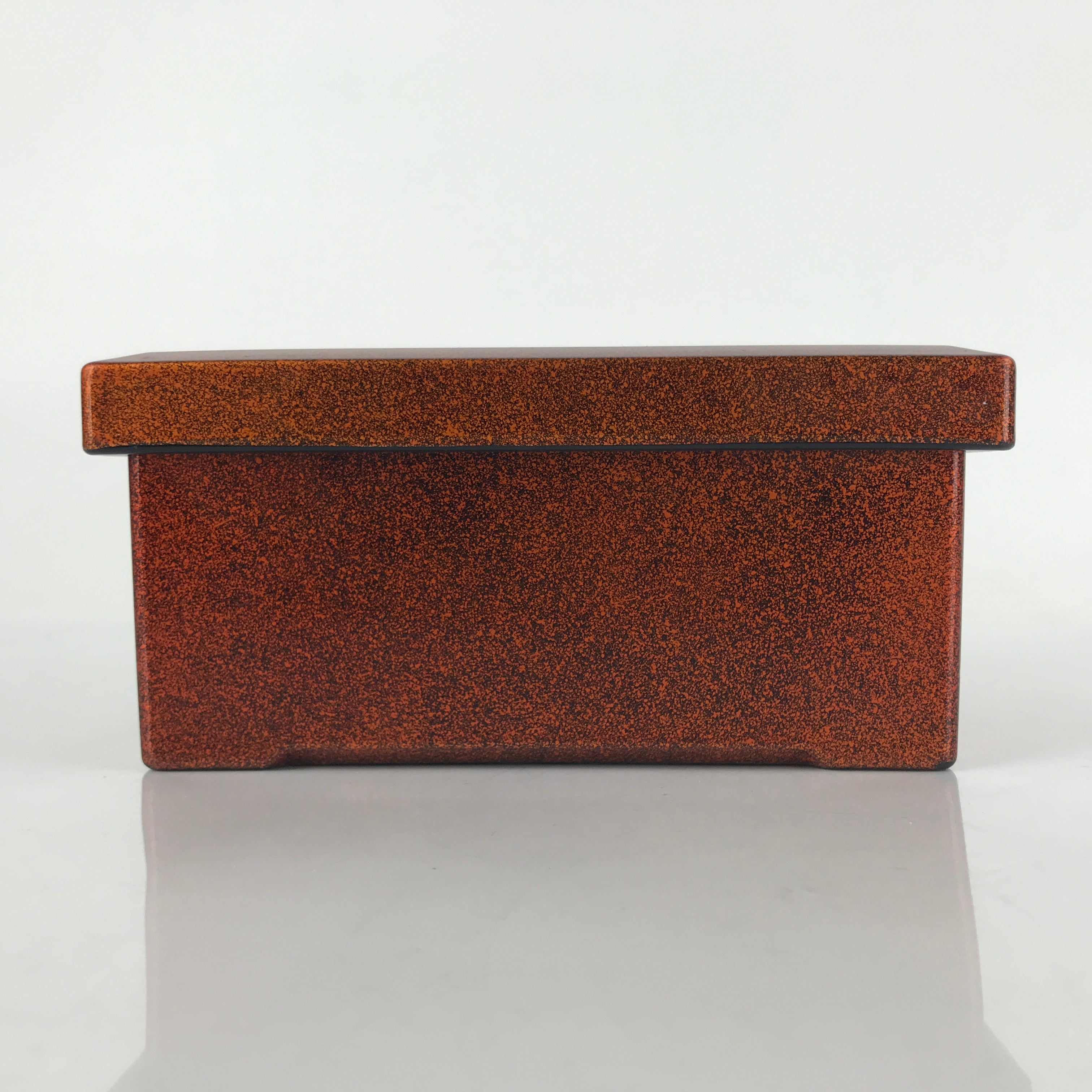 Japanese Resin Lacquer Replica Lidded Bento Lunch Box Vtg Nashiji Orange L198