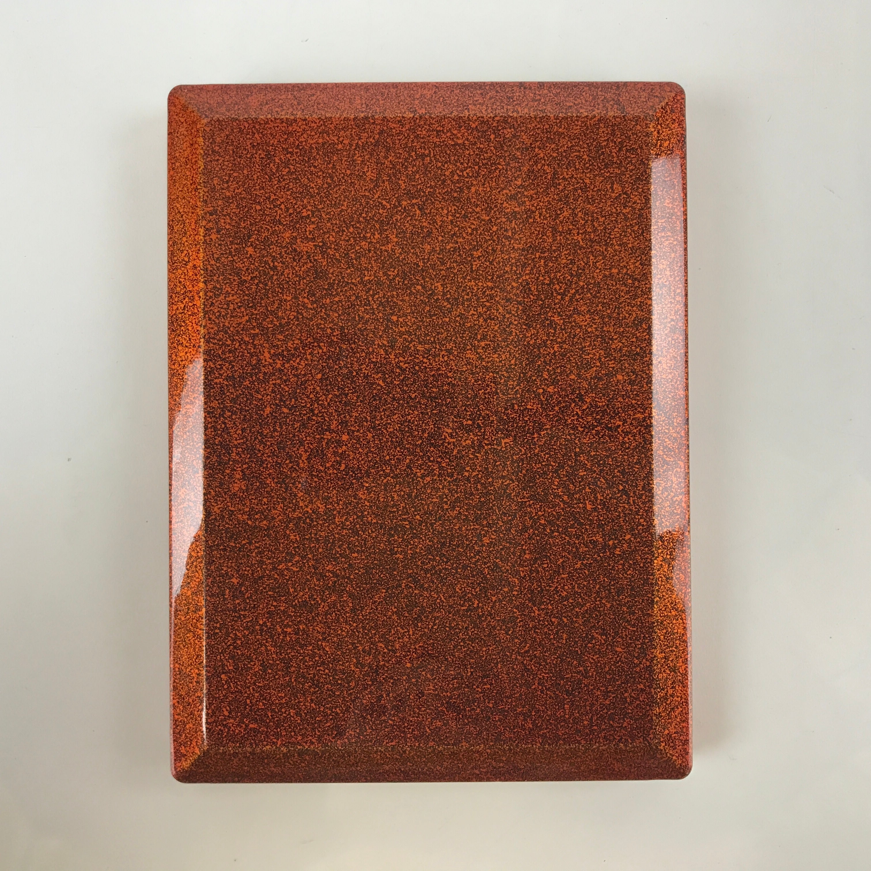 Japanese Resin Lacquer Replica Lidded Bento Lunch Box Vtg Nashiji Orange L198