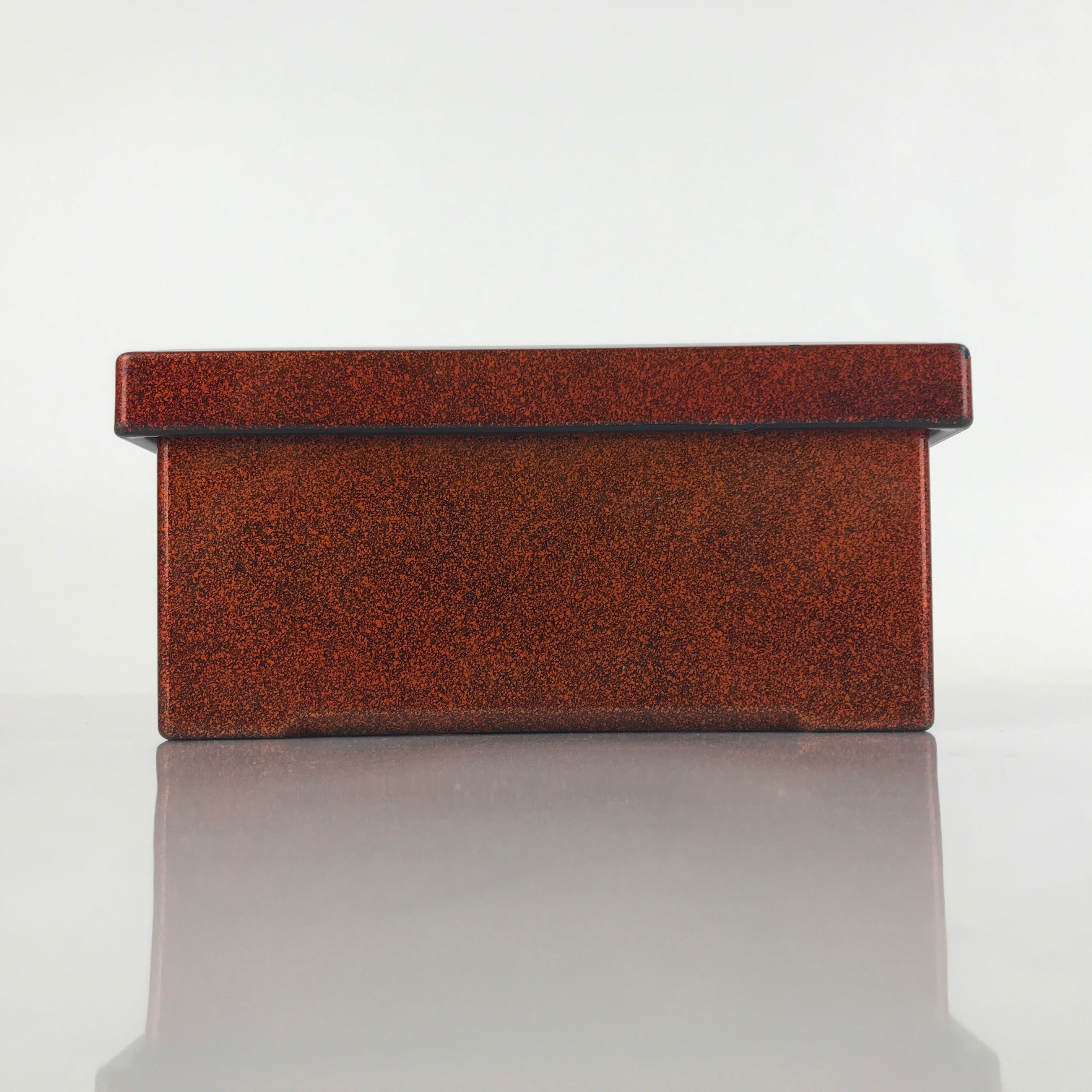 Japanese Resin Lacquer Replica Lidded Bento Lunch Box Vtg Nashiji Orange L199