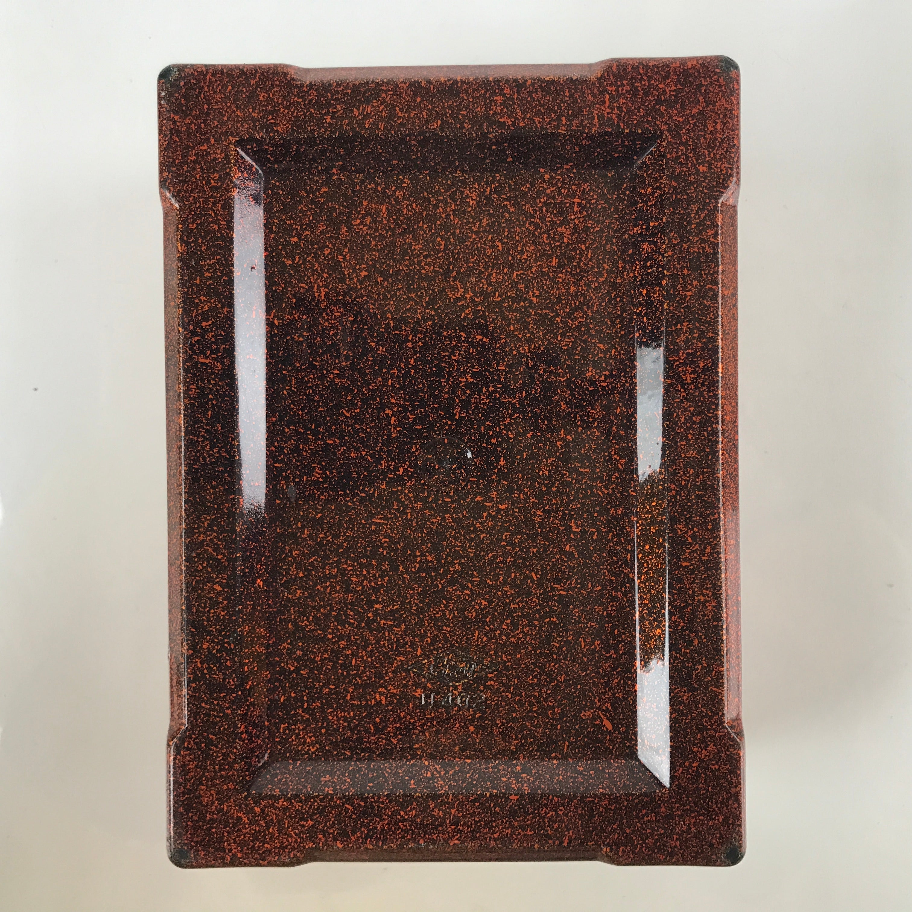 Japanese Resin Lacquer Replica Lidded Bento Lunch Box Vtg Nashiji Orange L199