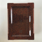 Japanese Resin Lacquer Replica Lidded Bento Lunch Box Vtg Nashiji Orange L199