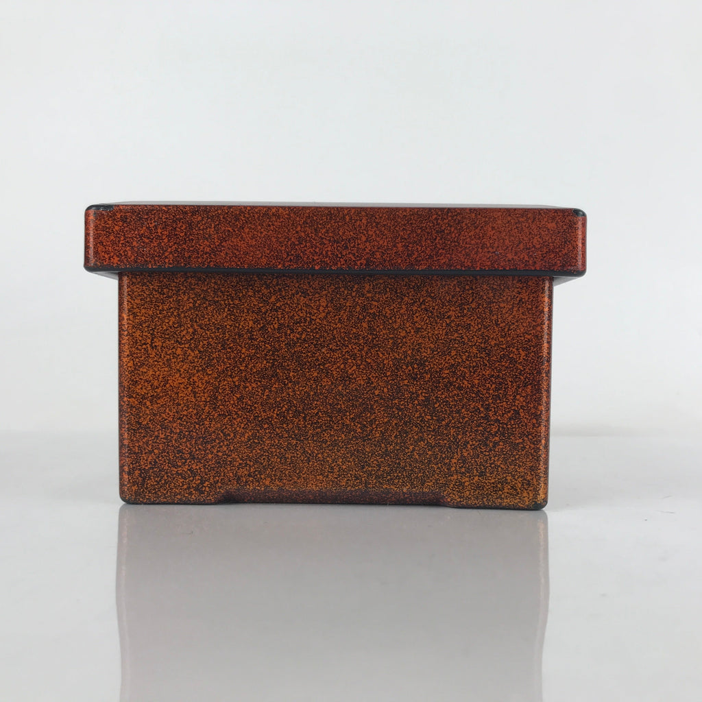 Japanese Resin Lacquer Replica Lidded Bento Lunch Box Vtg Nashiji Orange L200