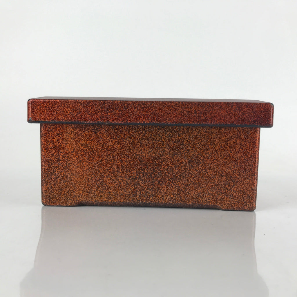 Japanese Resin Lacquer Replica Lidded Bento Lunch Box Vtg Nashiji Orange L200