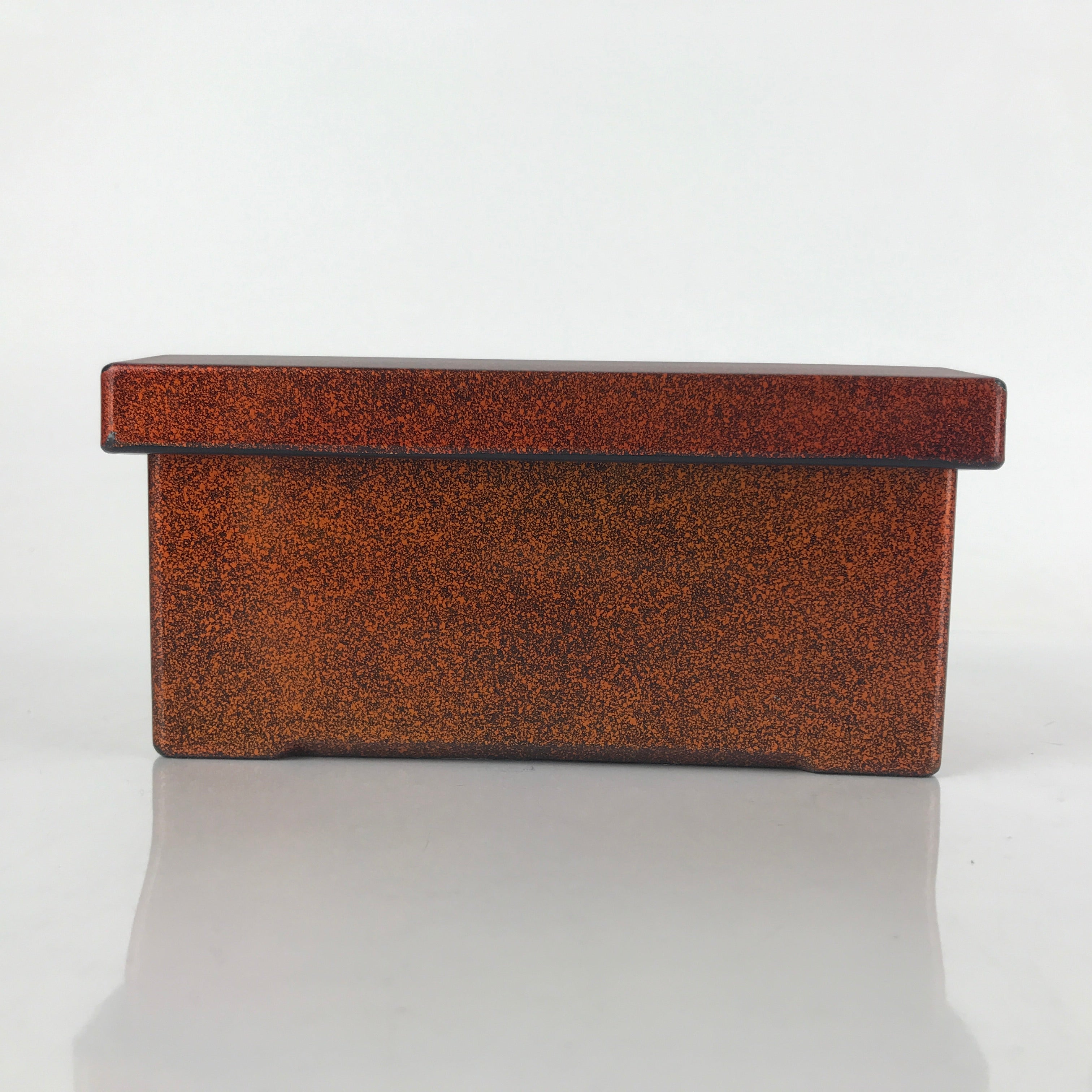 Japanese Resin Lacquer Replica Lidded Bento Lunch Box Vtg Nashiji Orange L200