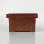 Japanese Resin Lacquer Replica Lidded Bento Lunch Box Vtg Nashiji Orange L200