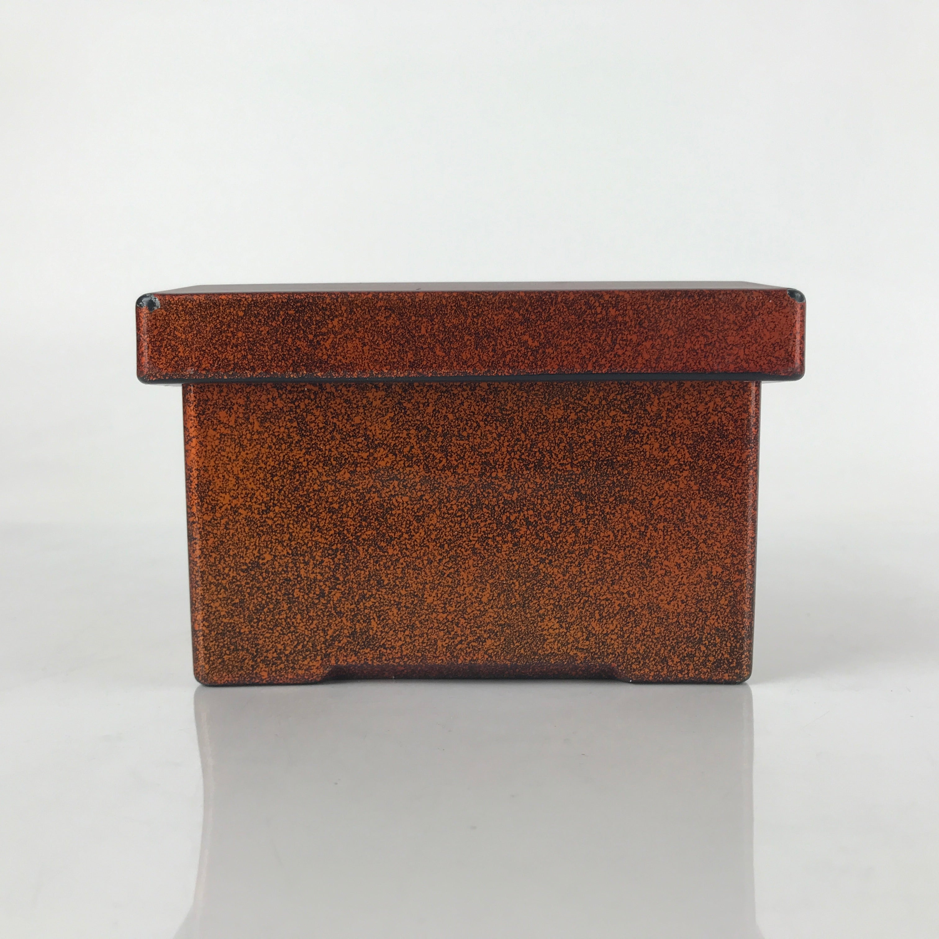 Japanese Resin Lacquer Replica Lidded Bento Lunch Box Vtg Nashiji Orange L200