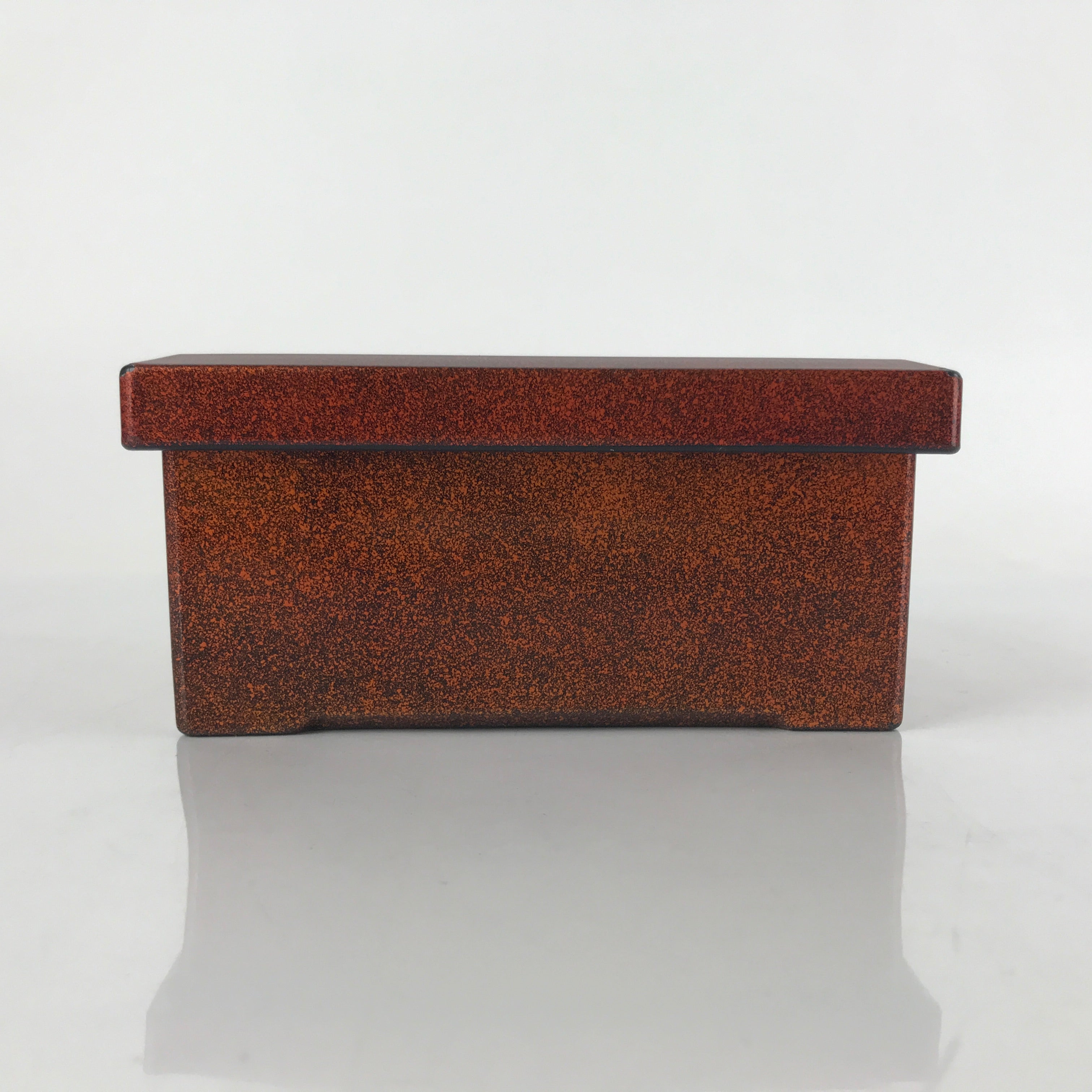 Japanese Resin Lacquer Replica Lidded Bento Lunch Box Vtg Nashiji Orange L200