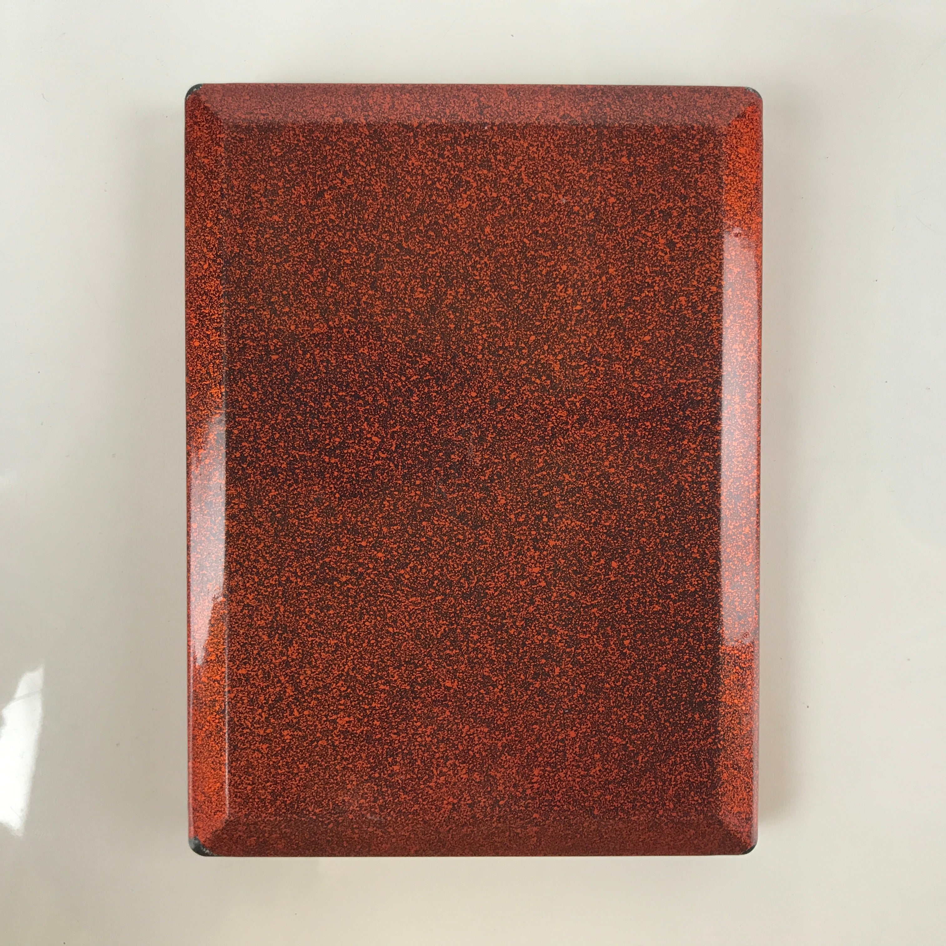 Japanese Resin Lacquer Replica Lidded Bento Lunch Box Vtg Nashiji Orange L200