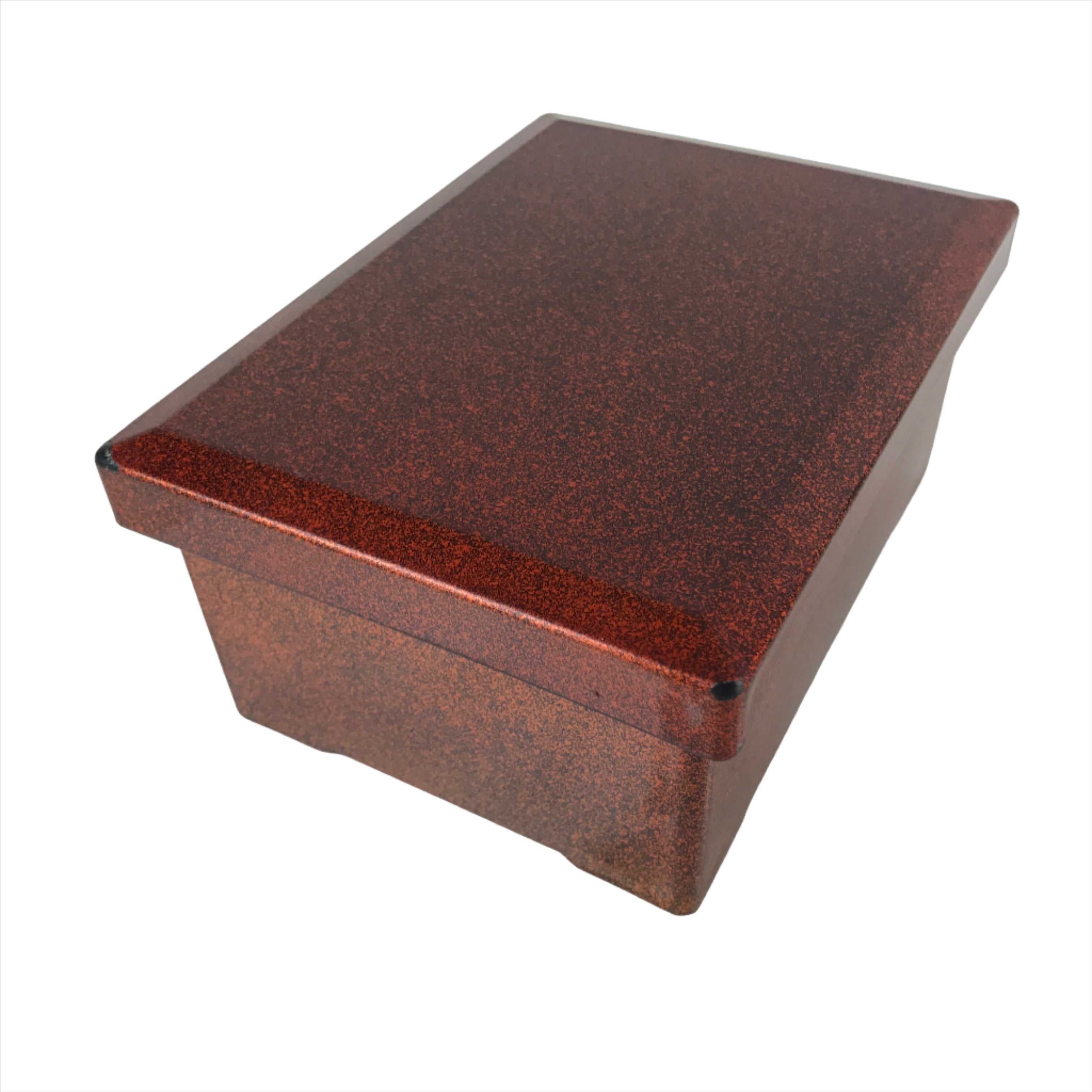 Japanese Resin Lacquer Replica Lidded Bento Lunch Box Vtg Nashiji Orange L200