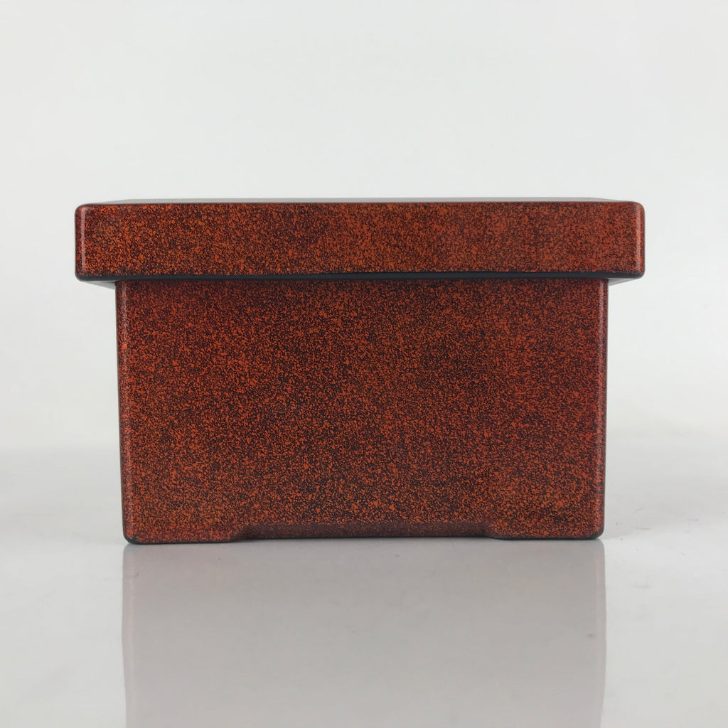 Japanese Resin Lacquer Replica Lidded Bento Lunch Box Vtg Nashiji Orange L201