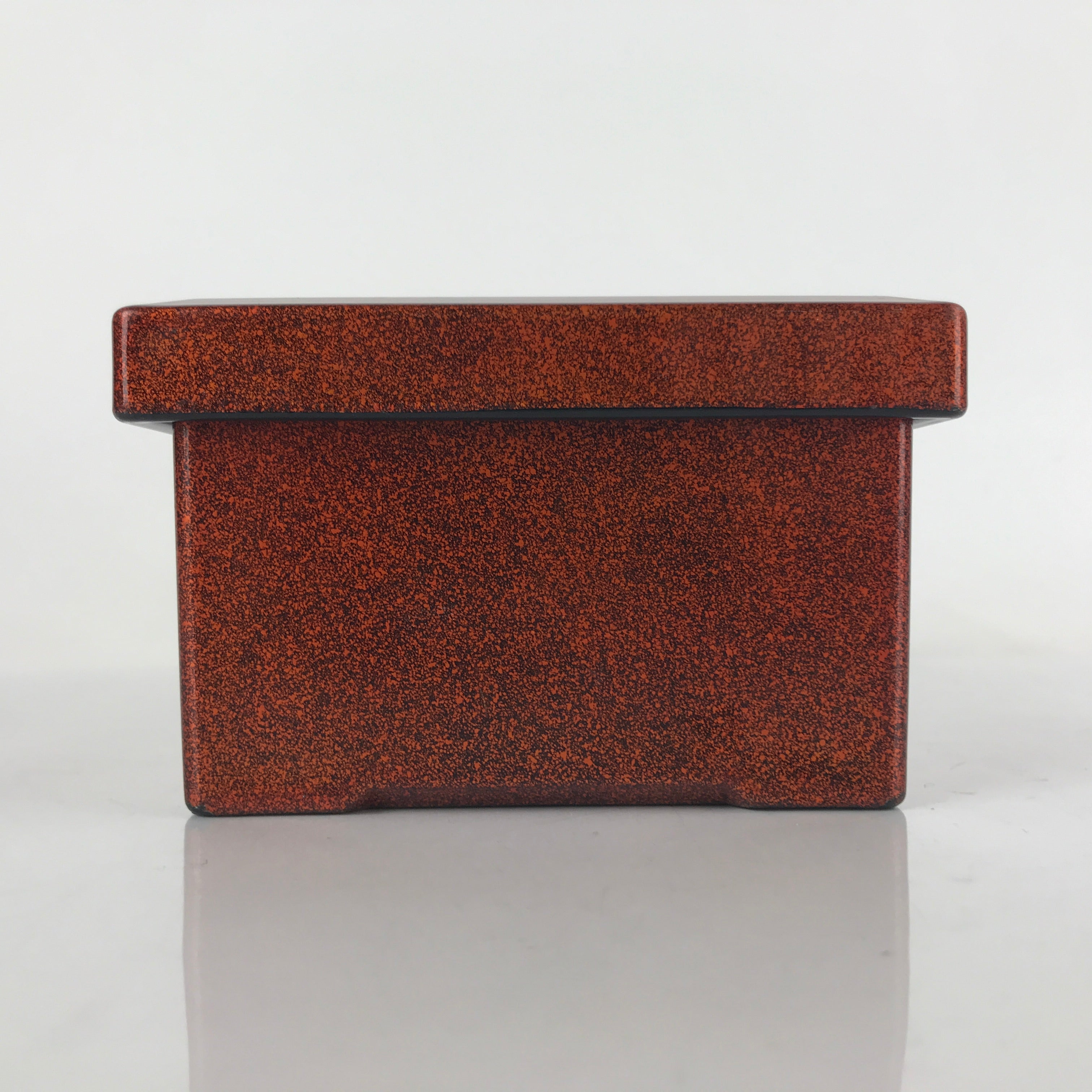 Japanese Resin Lacquer Replica Lidded Bento Lunch Box Vtg Nashiji Orange L201