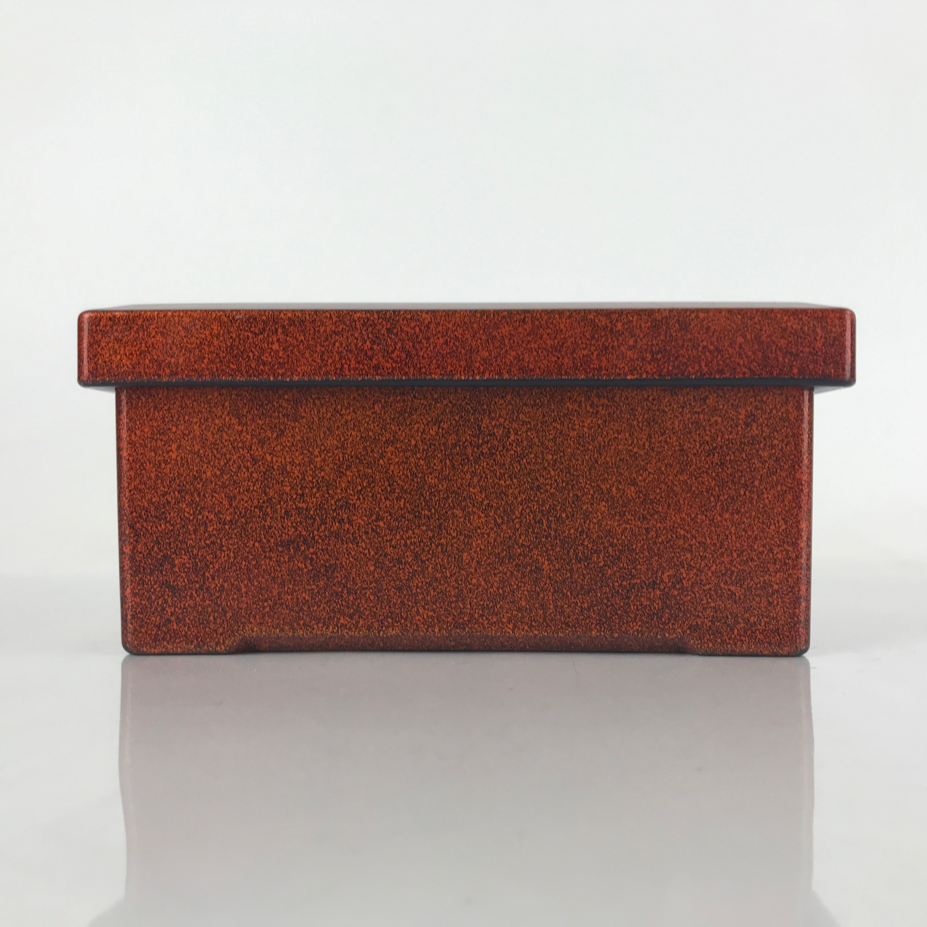 Japanese Resin Lacquer Replica Lidded Bento Lunch Box Vtg Nashiji Orange L201
