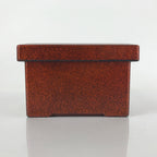 Japanese Resin Lacquer Replica Lidded Bento Lunch Box Vtg Nashiji Orange L201