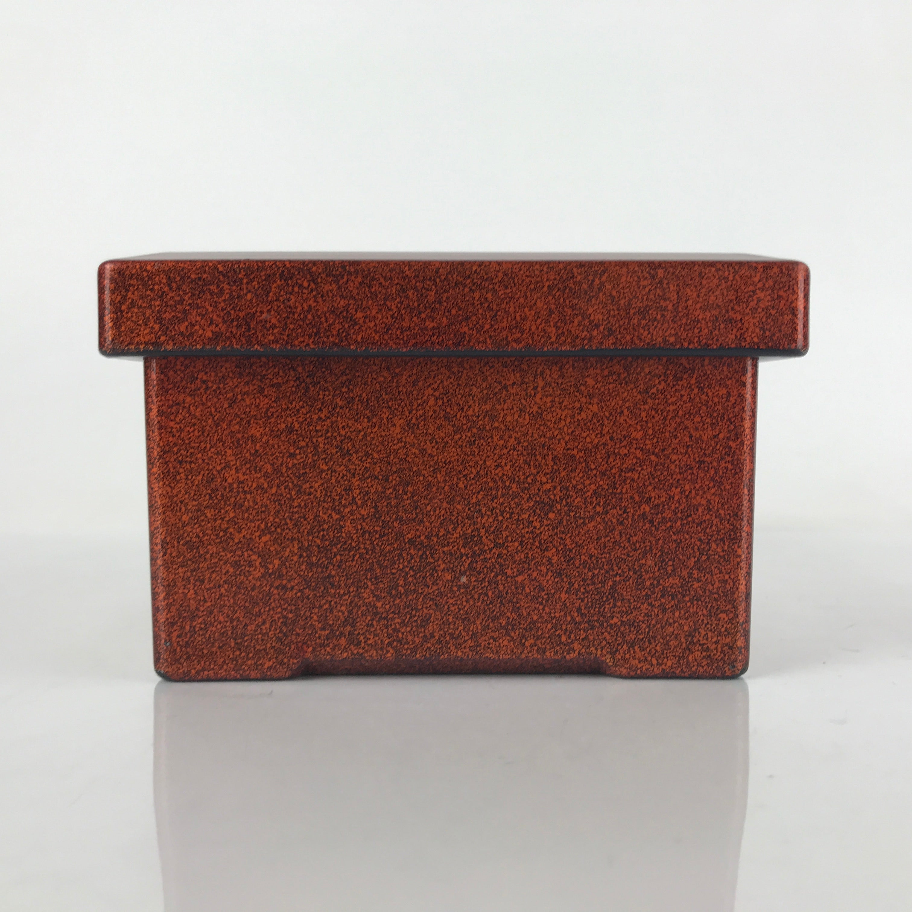 Japanese Resin Lacquer Replica Lidded Bento Lunch Box Vtg Nashiji Orange L201