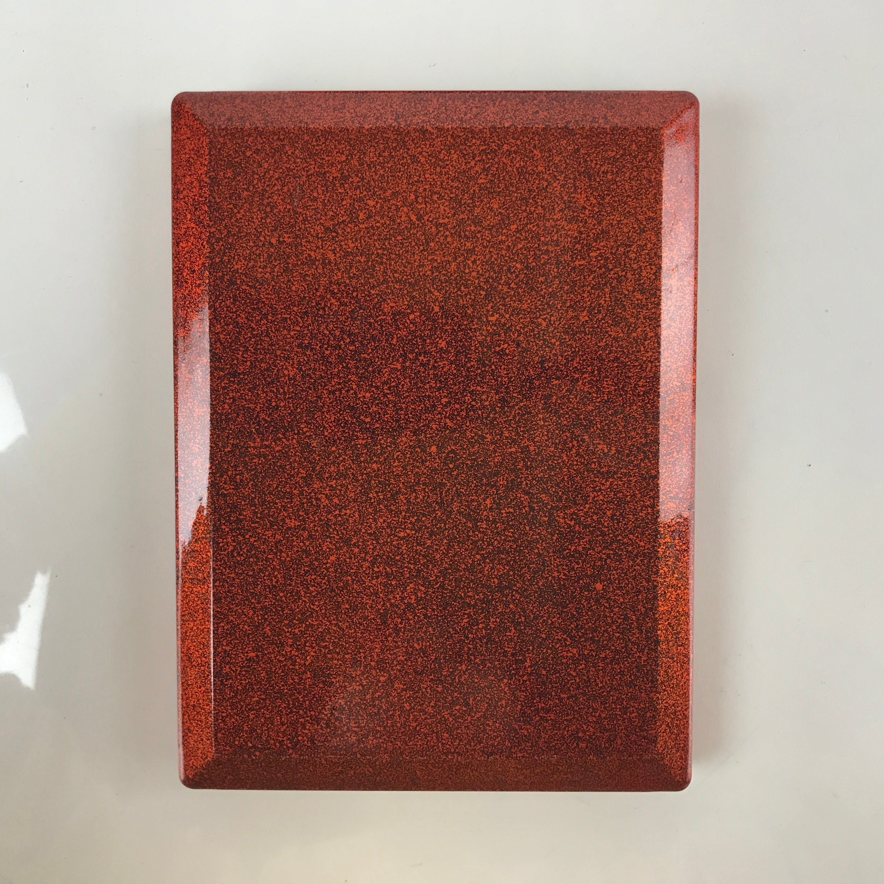 Japanese Resin Lacquer Replica Lidded Bento Lunch Box Vtg Nashiji Orange L201