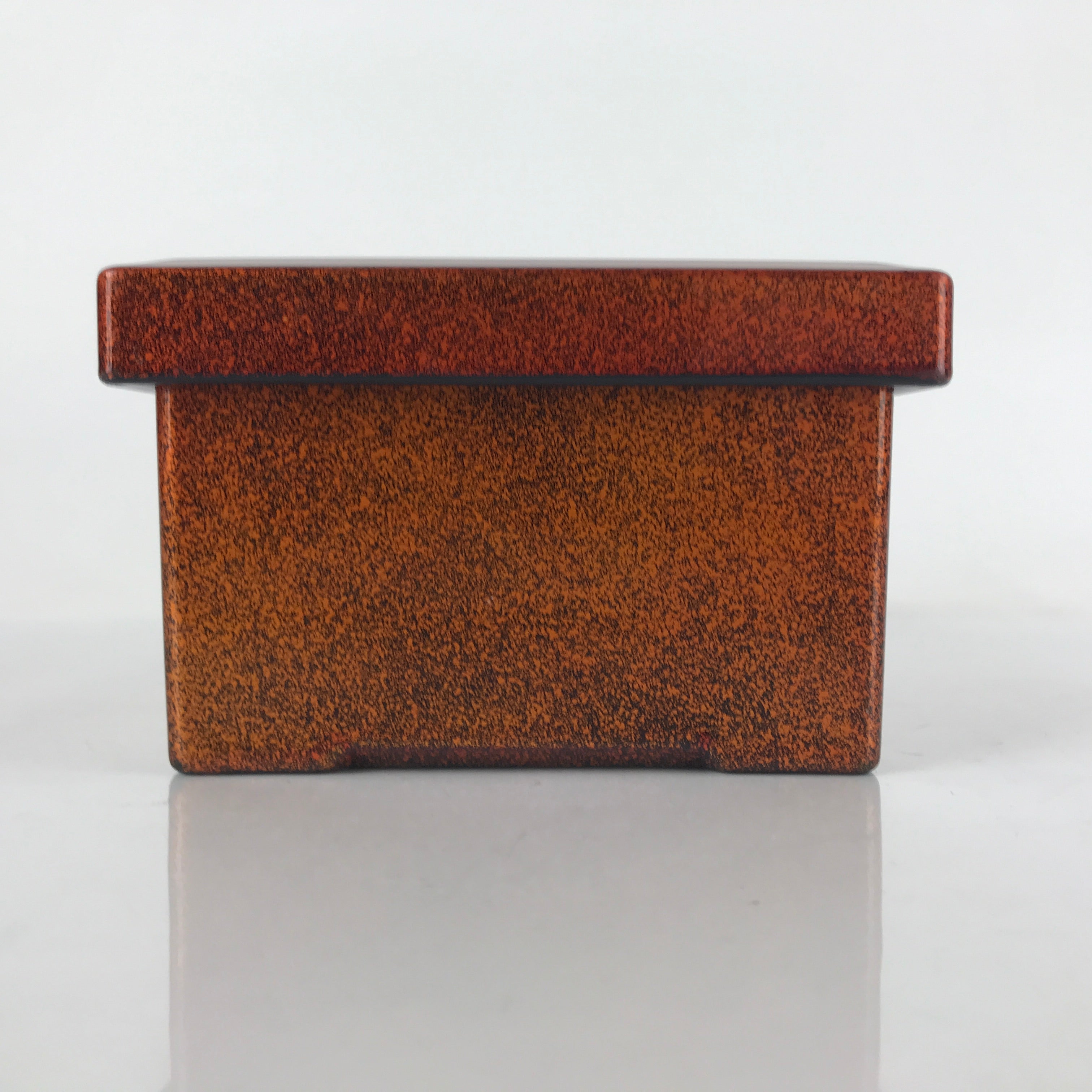 Japanese Resin Lacquer Replica Lidded Bento Lunch Box Vtg Nashiji Orange L202