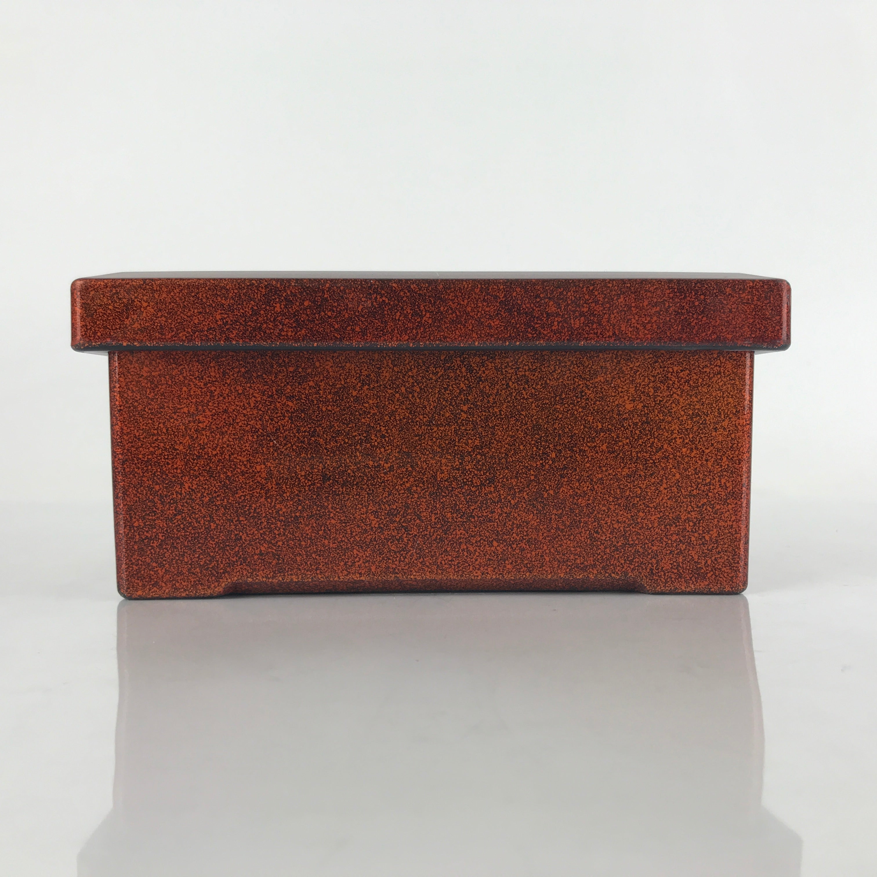 Japanese Resin Lacquer Replica Lidded Bento Lunch Box Vtg Nashiji Orange L203