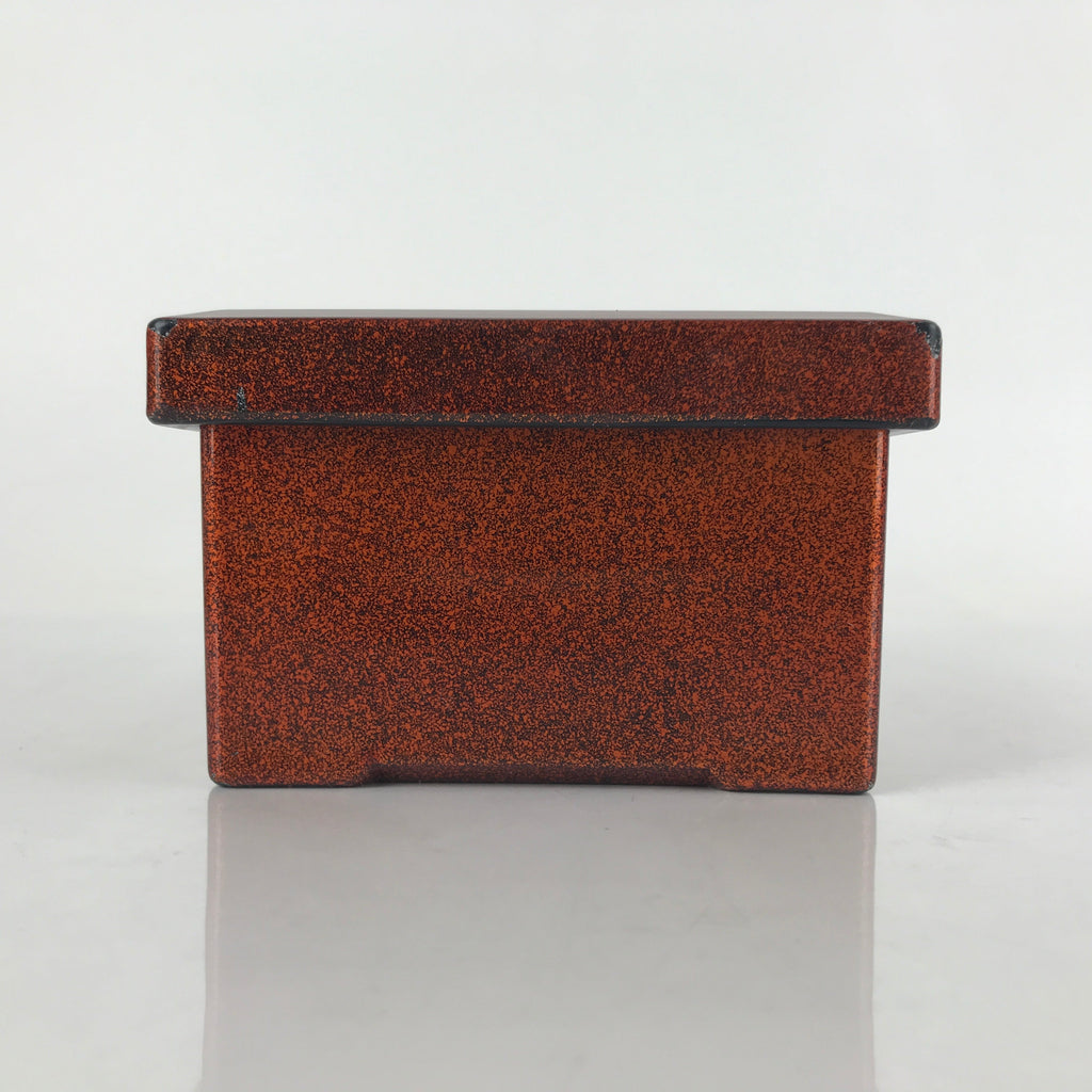 Japanese Resin Lacquer Replica Lidded Bento Lunch Box Vtg Nashiji Orange L203
