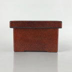 Japanese Resin Lacquer Replica Lidded Bento Lunch Box Vtg Nashiji Orange L203