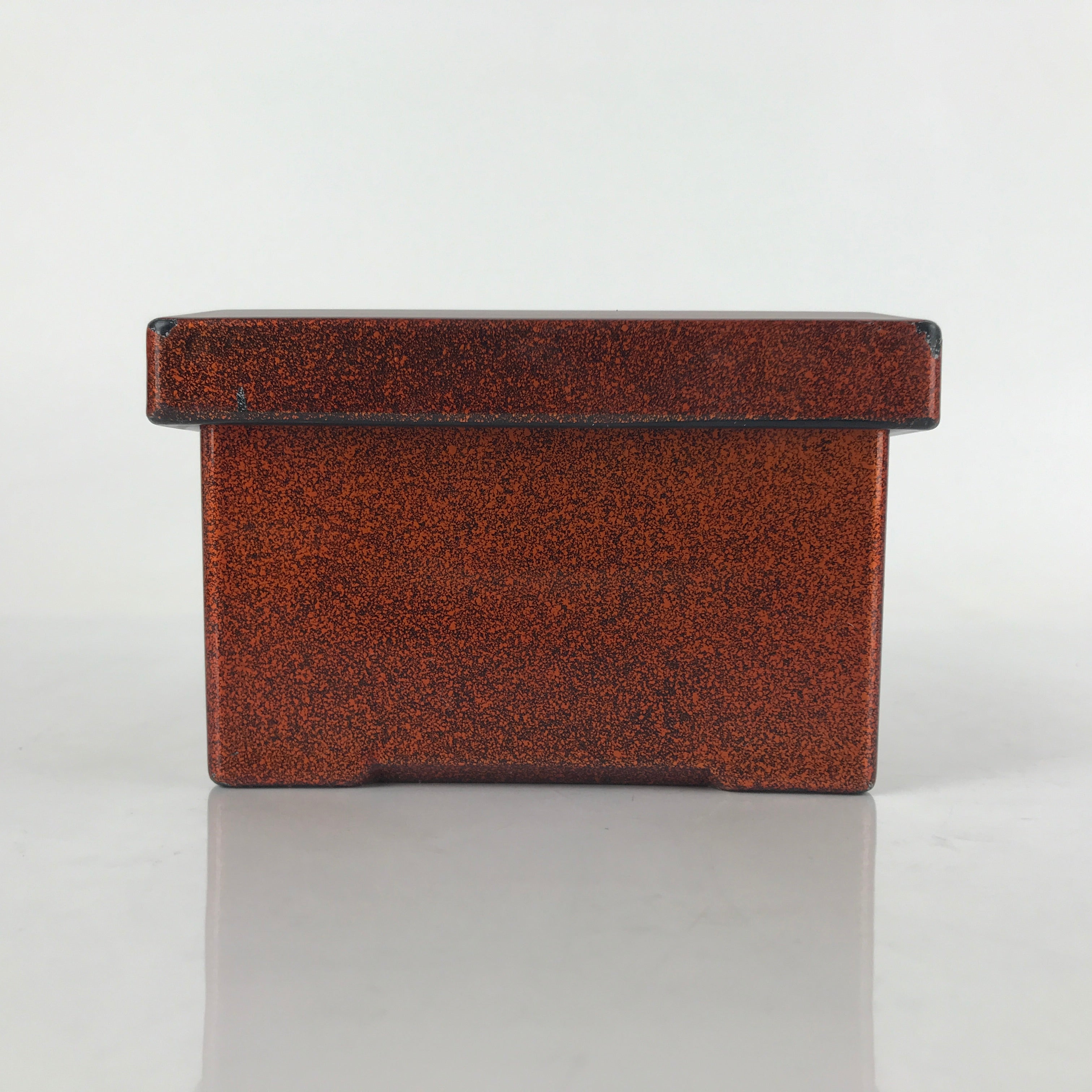 Japanese Resin Lacquer Replica Lidded Bento Lunch Box Vtg Nashiji Orange L203