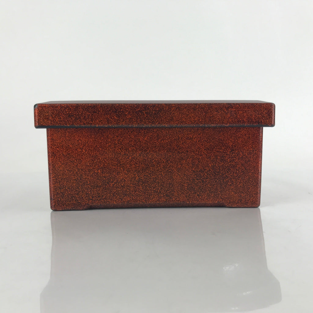 Japanese Resin Lacquer Replica Lidded Bento Lunch Box Vtg Nashiji Orange L203