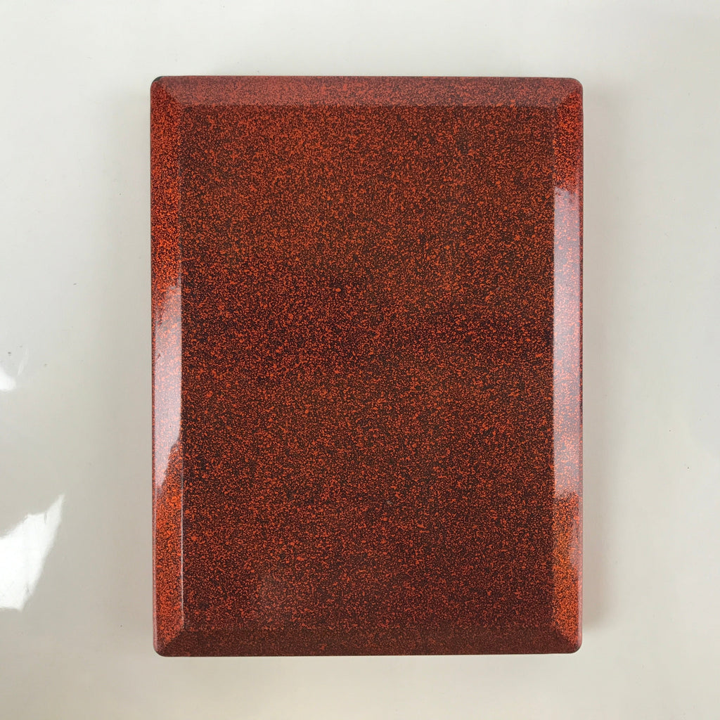 Japanese Resin Lacquer Replica Lidded Bento Lunch Box Vtg Nashiji Orange L203