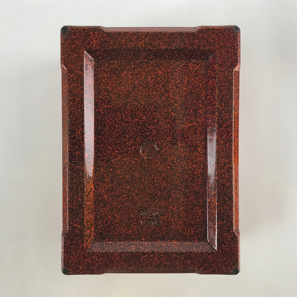 Japanese Resin Lacquer Replica Lidded Bento Lunch Box Vtg Nashiji Orange L203