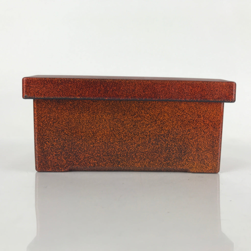 Japanese Resin Lacquer Replica Lidded Bento Lunch Box Vtg Nashiji Orange L204