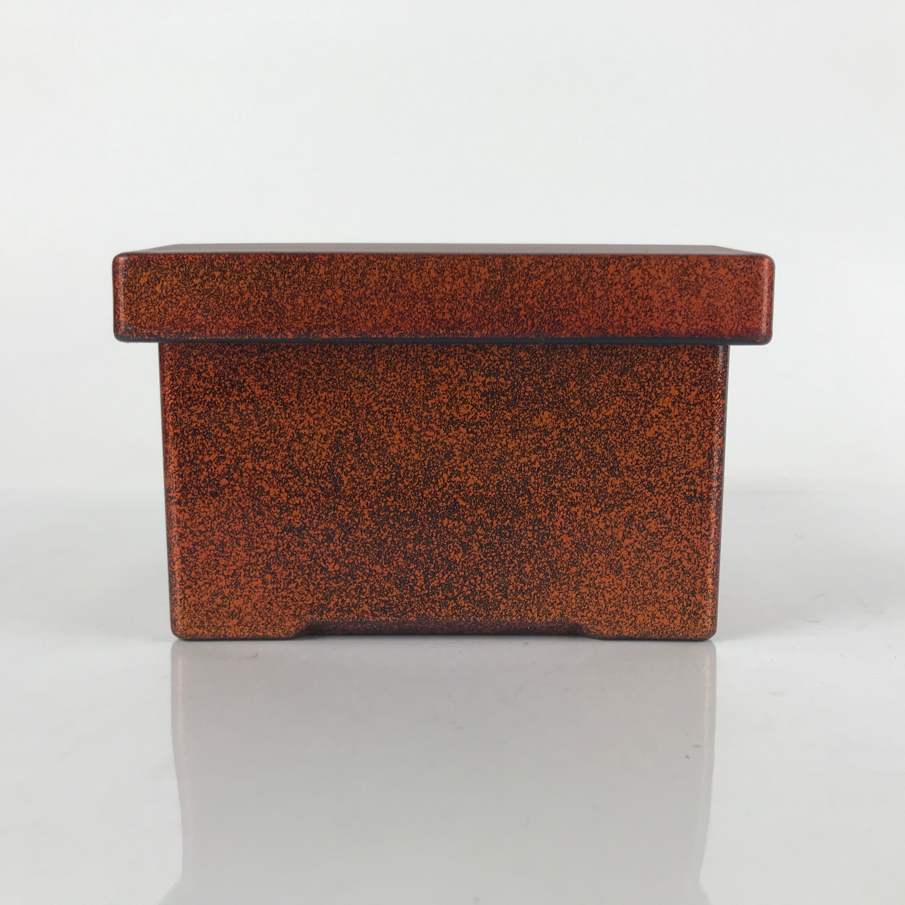 Japanese Resin Lacquer Replica Lidded Bento Lunch Box Vtg Nashiji Orange L204