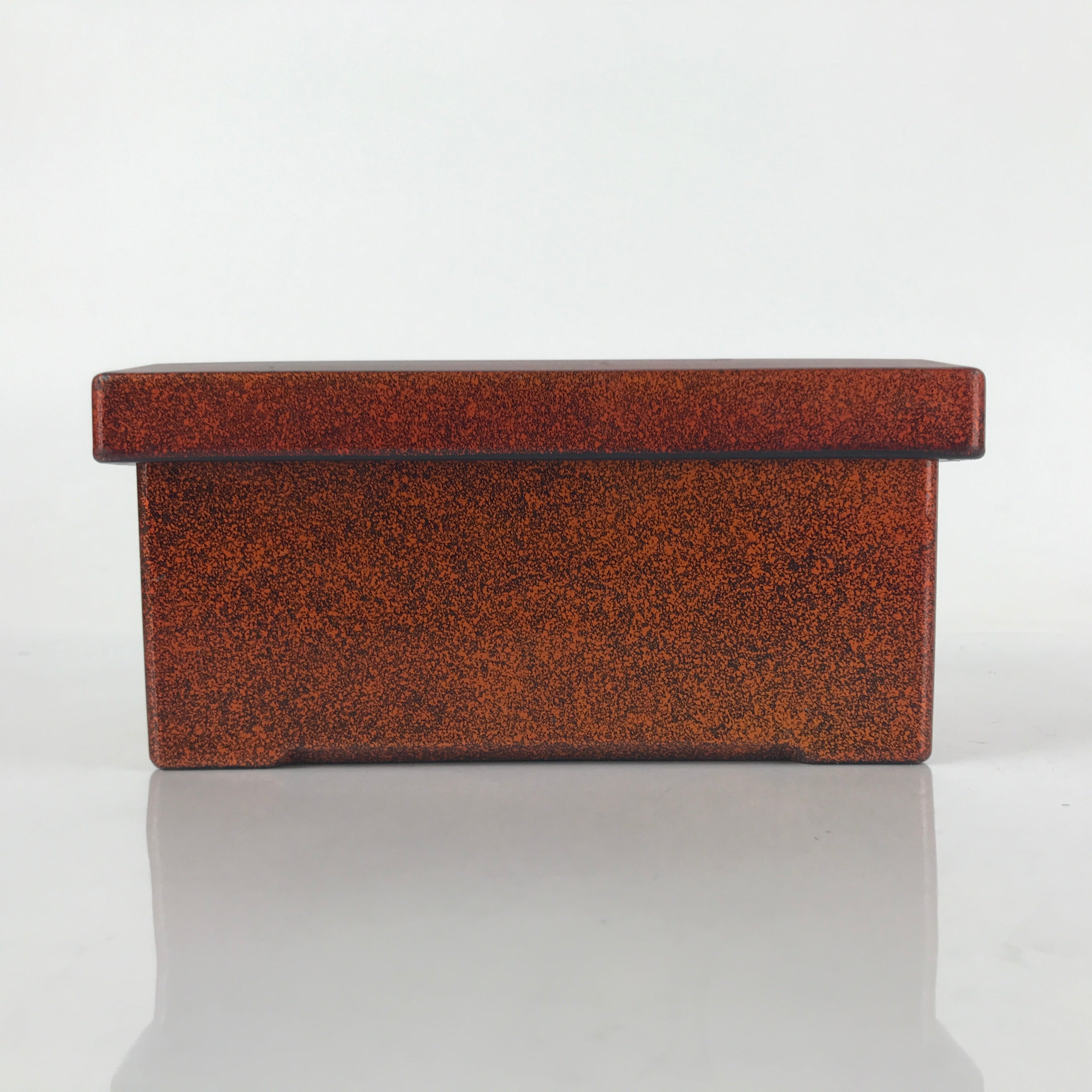 Japanese Resin Lacquer Replica Lidded Bento Lunch Box Vtg Nashiji Orange L204