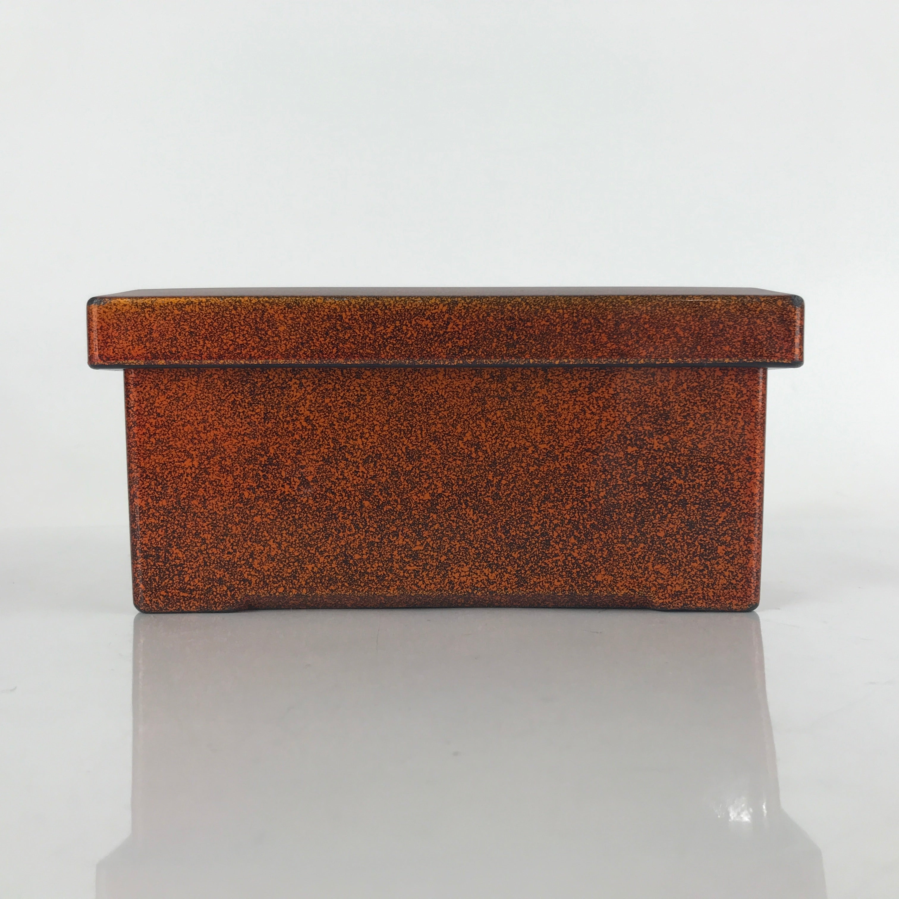 Japanese Resin Lacquer Replica Lidded Bento Lunch Box Vtg Nashiji Orange L205