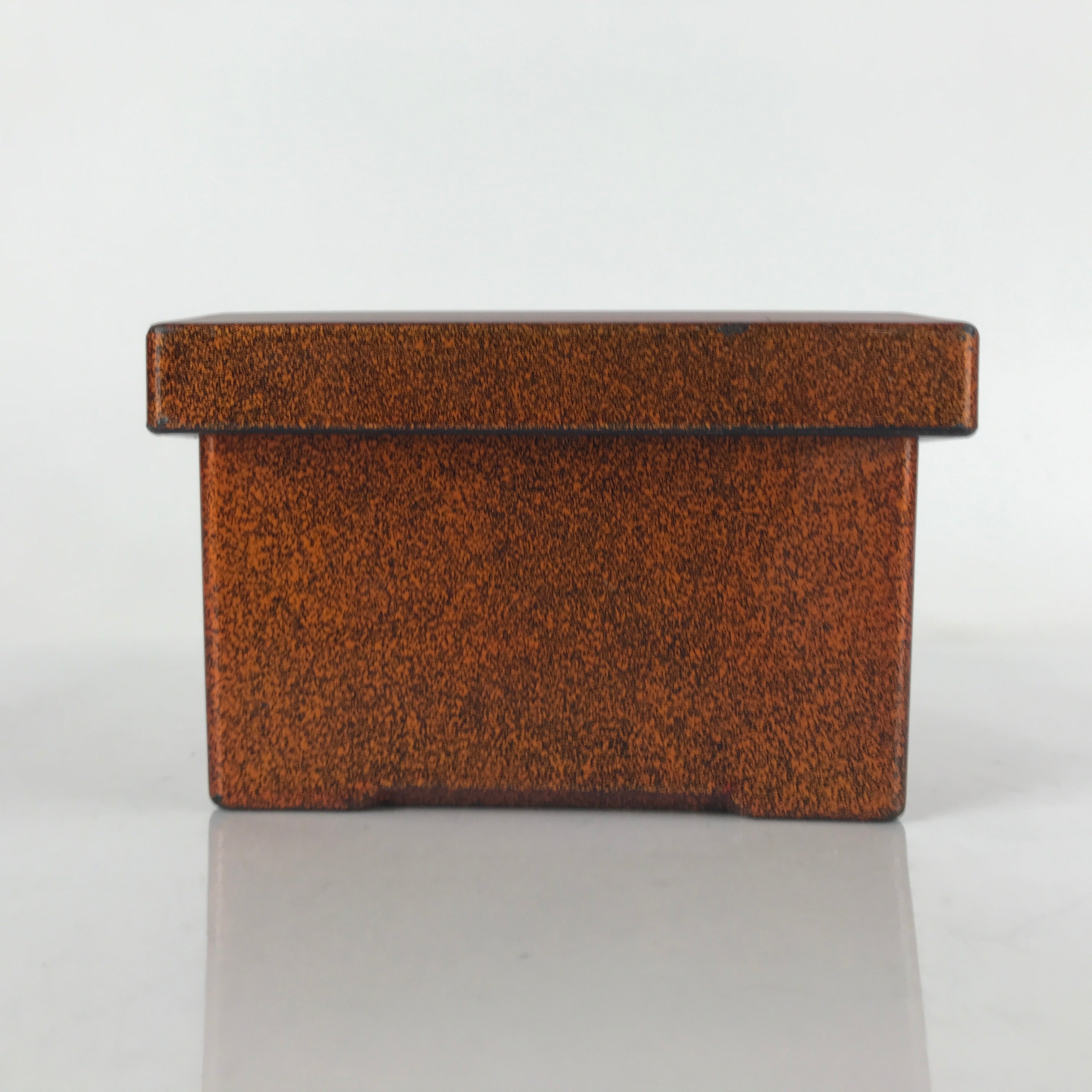 Japanese Resin Lacquer Replica Lidded Bento Lunch Box Vtg Nashiji Orange L205