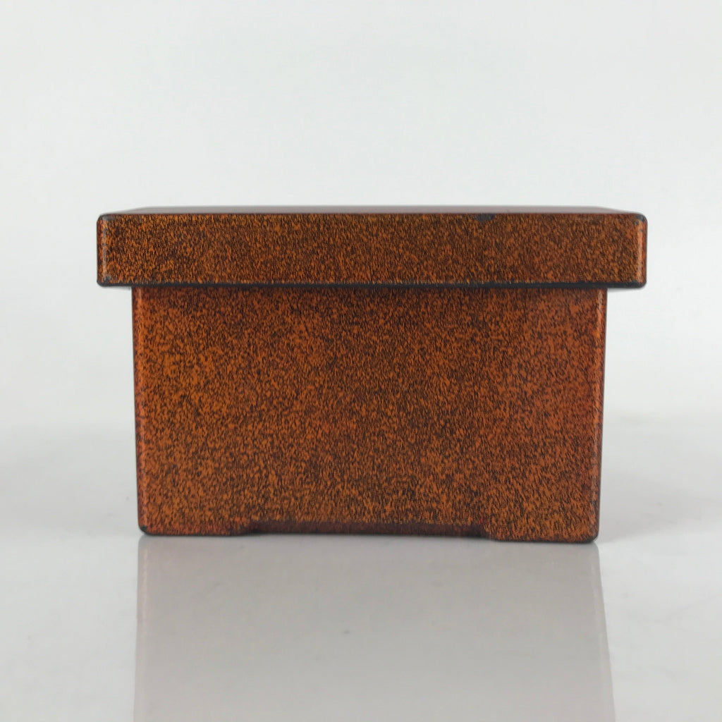 Japanese Resin Lacquer Replica Lidded Bento Lunch Box Vtg Nashiji Orange L205