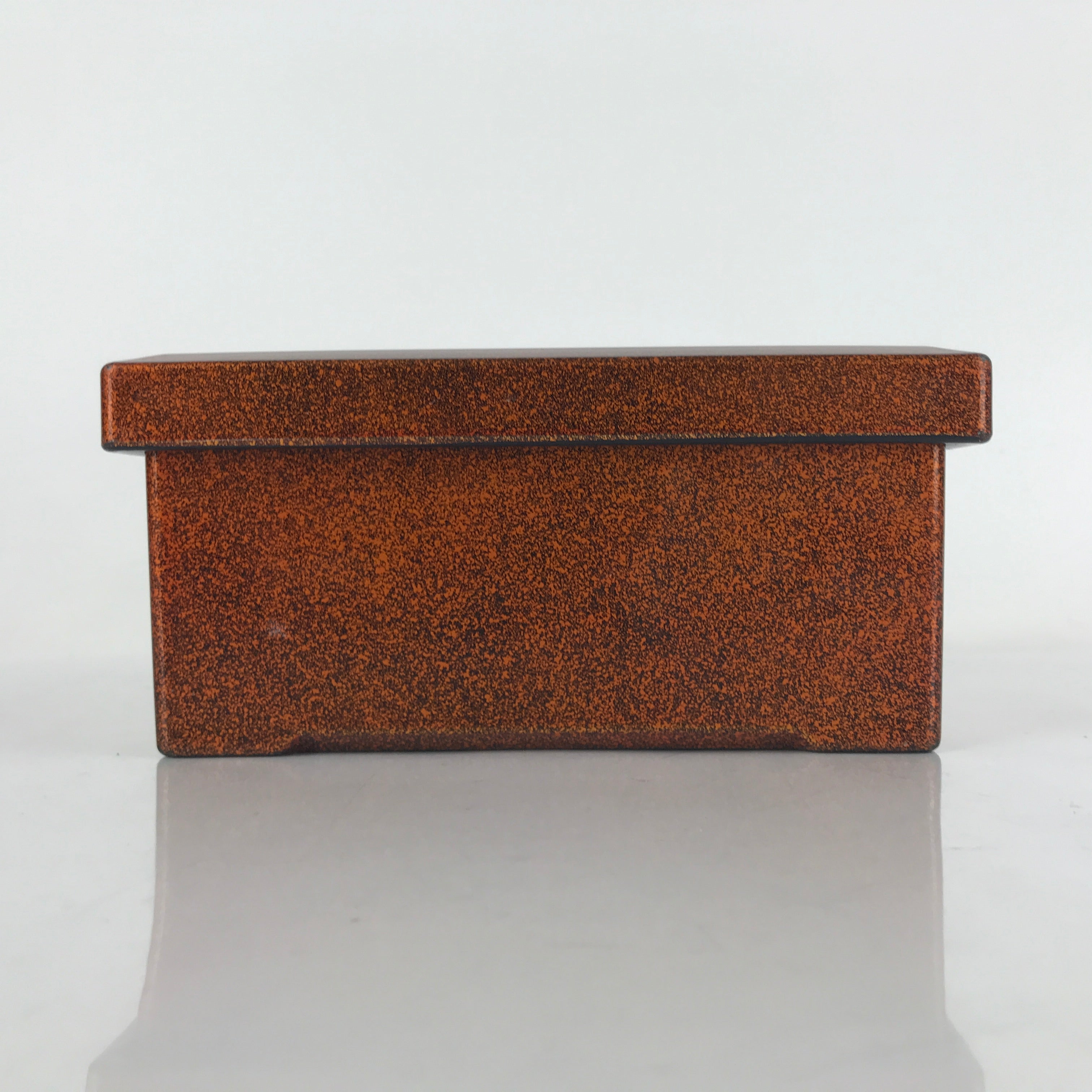 Japanese Resin Lacquer Replica Lidded Bento Lunch Box Vtg Nashiji Orange L205