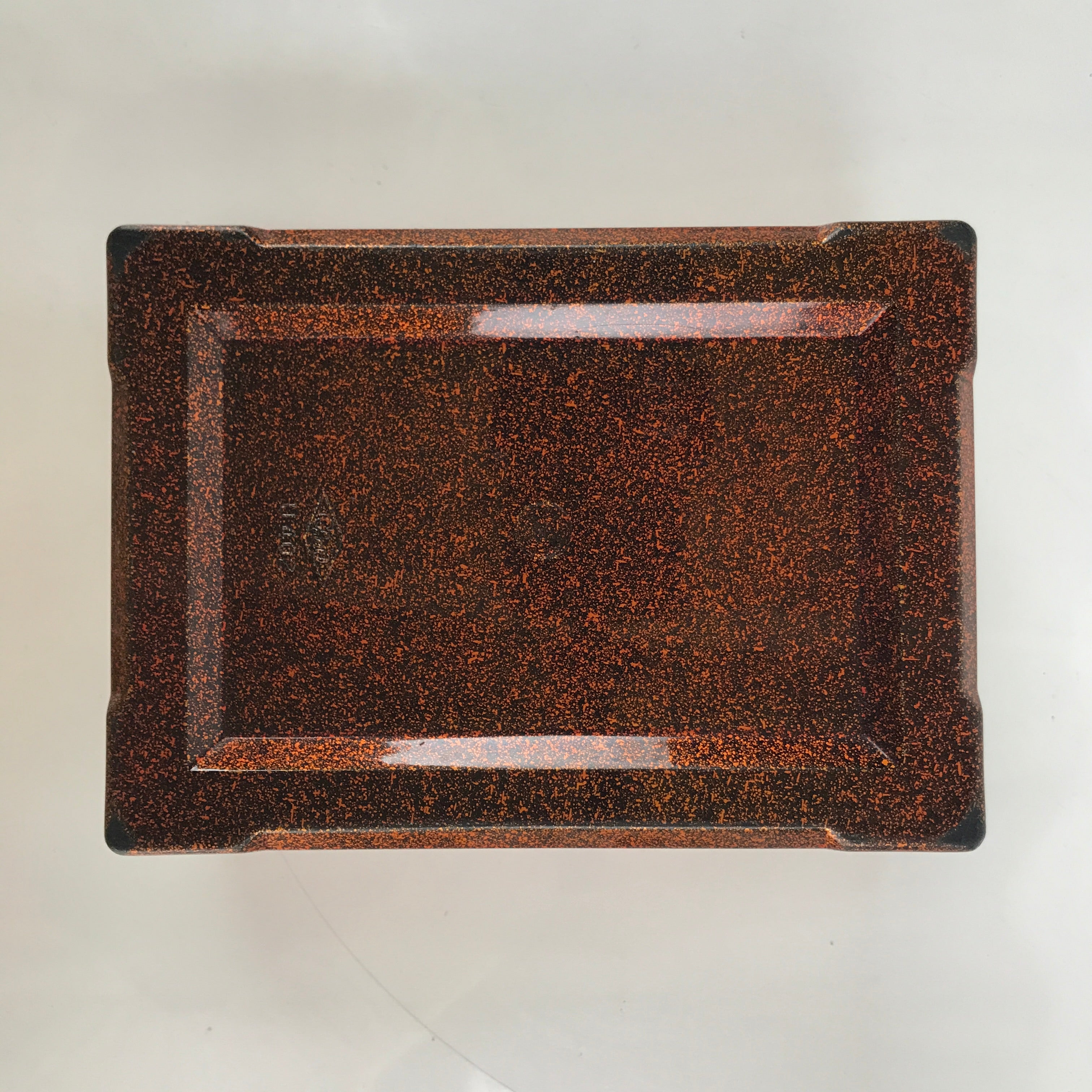 Japanese Resin Lacquer Replica Lidded Bento Lunch Box Vtg Nashiji Orange L205