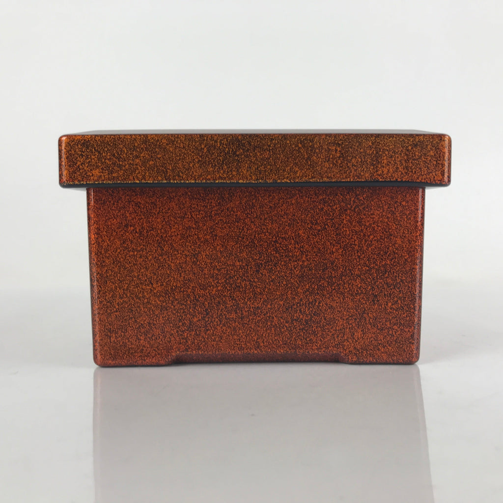 Japanese Resin Lacquer Replica Lidded Bento Lunch Box Vtg Nashiji Orange L206