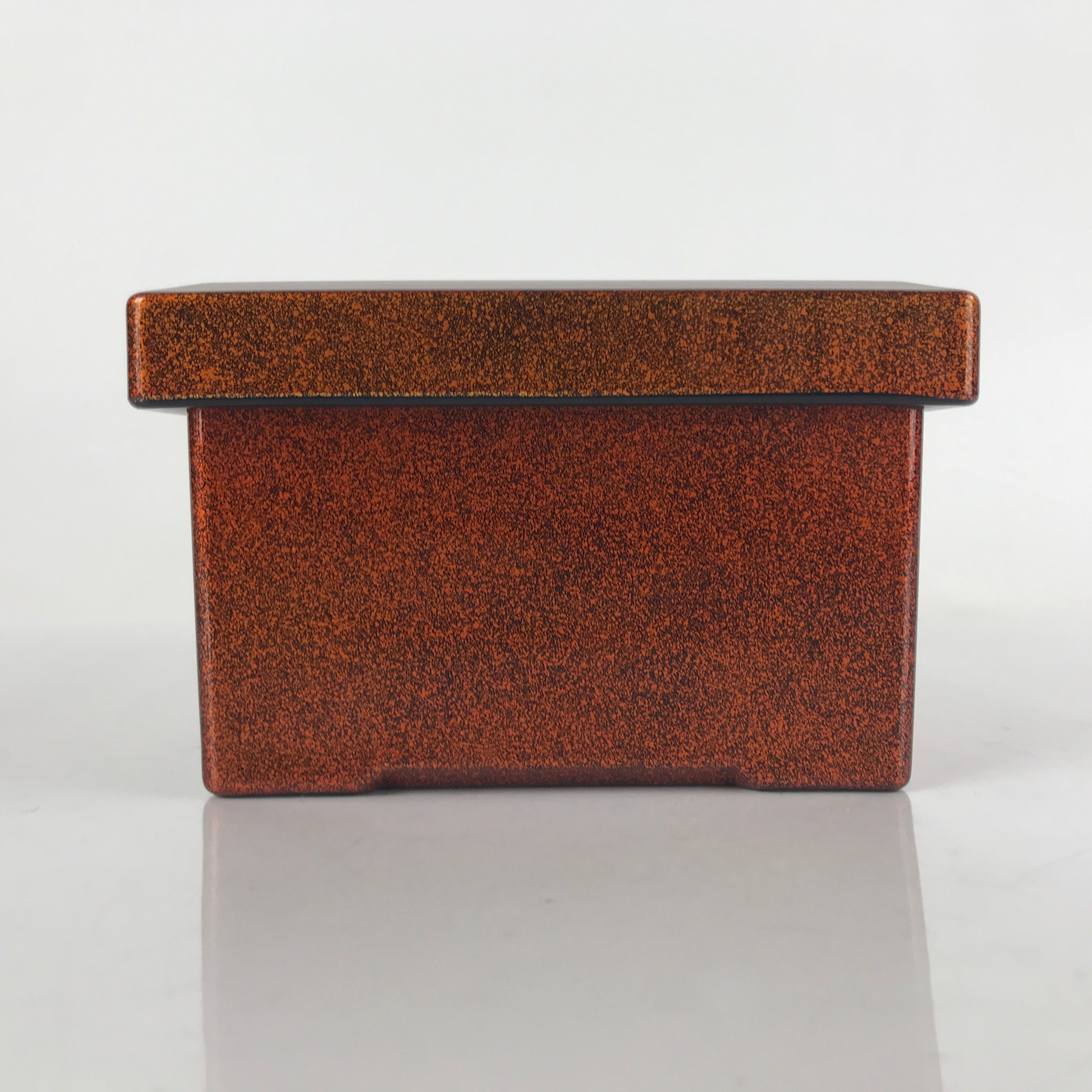 Japanese Resin Lacquer Replica Lidded Bento Lunch Box Vtg Nashiji Orange L206