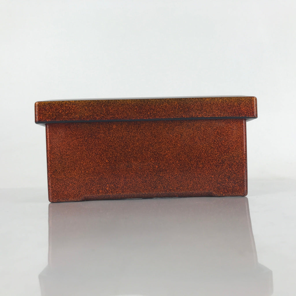 Japanese Resin Lacquer Replica Lidded Bento Lunch Box Vtg Nashiji Orange L206