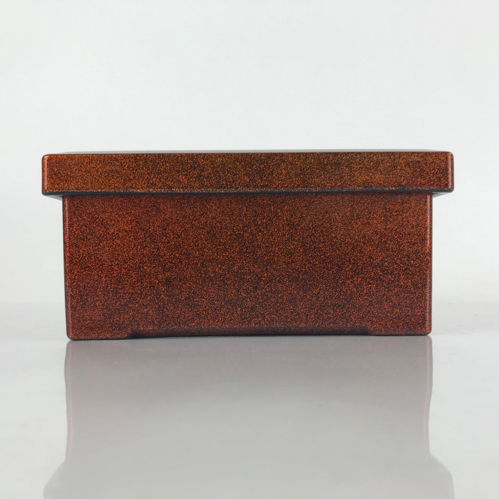 Japanese Resin Lacquer Replica Lidded Bento Lunch Box Vtg Nashiji Orange L206