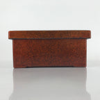 Japanese Resin Lacquer Replica Lidded Bento Lunch Box Vtg Nashiji Orange L206