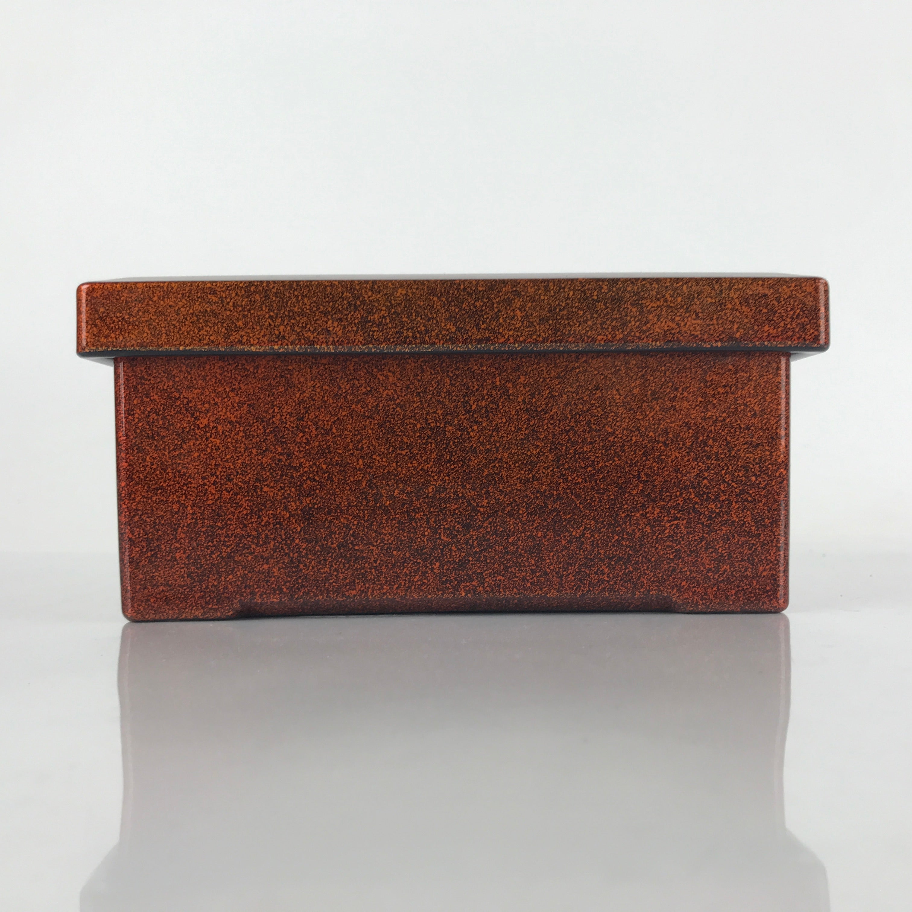 Japanese Resin Lacquer Replica Lidded Bento Lunch Box Vtg Nashiji Orange L206