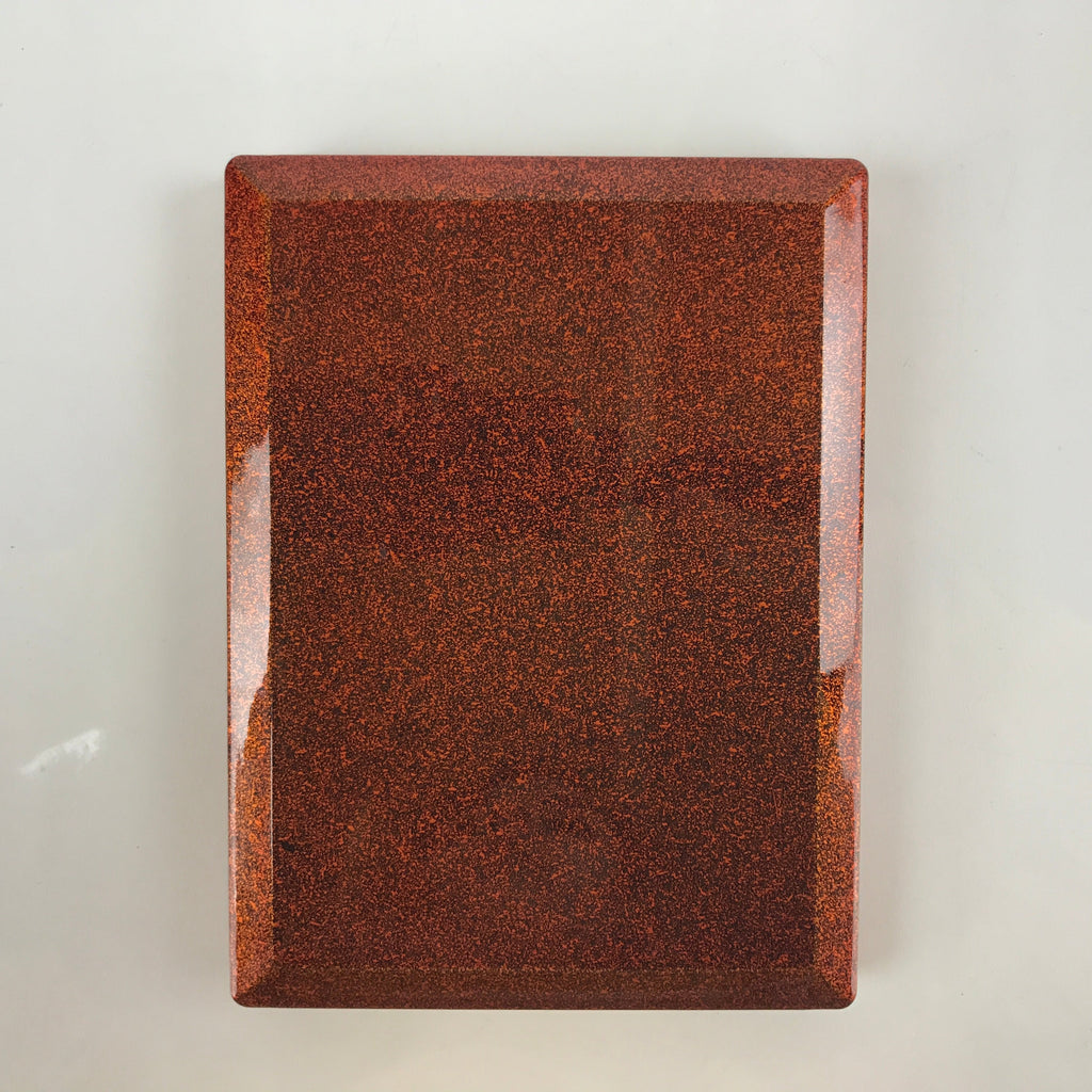 Japanese Resin Lacquer Replica Lidded Bento Lunch Box Vtg Nashiji Orange L206