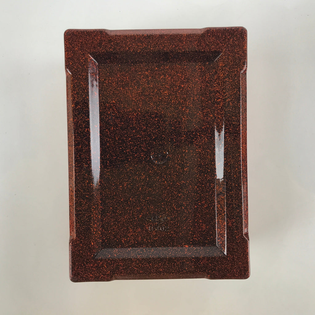 Japanese Resin Lacquer Replica Lidded Bento Lunch Box Vtg Nashiji Orange L206