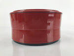 Japanese Resin Lacquer Replica Lidded Bento Lunch Box Vtg Round Plum Red L220