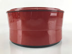 Japanese Resin Lacquer Replica Lidded Bento Lunch Box Vtg Round Plum Red L221