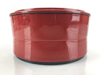 Japanese Resin Lacquer Replica Lidded Bento Lunch Box Vtg Round Plum Red L221