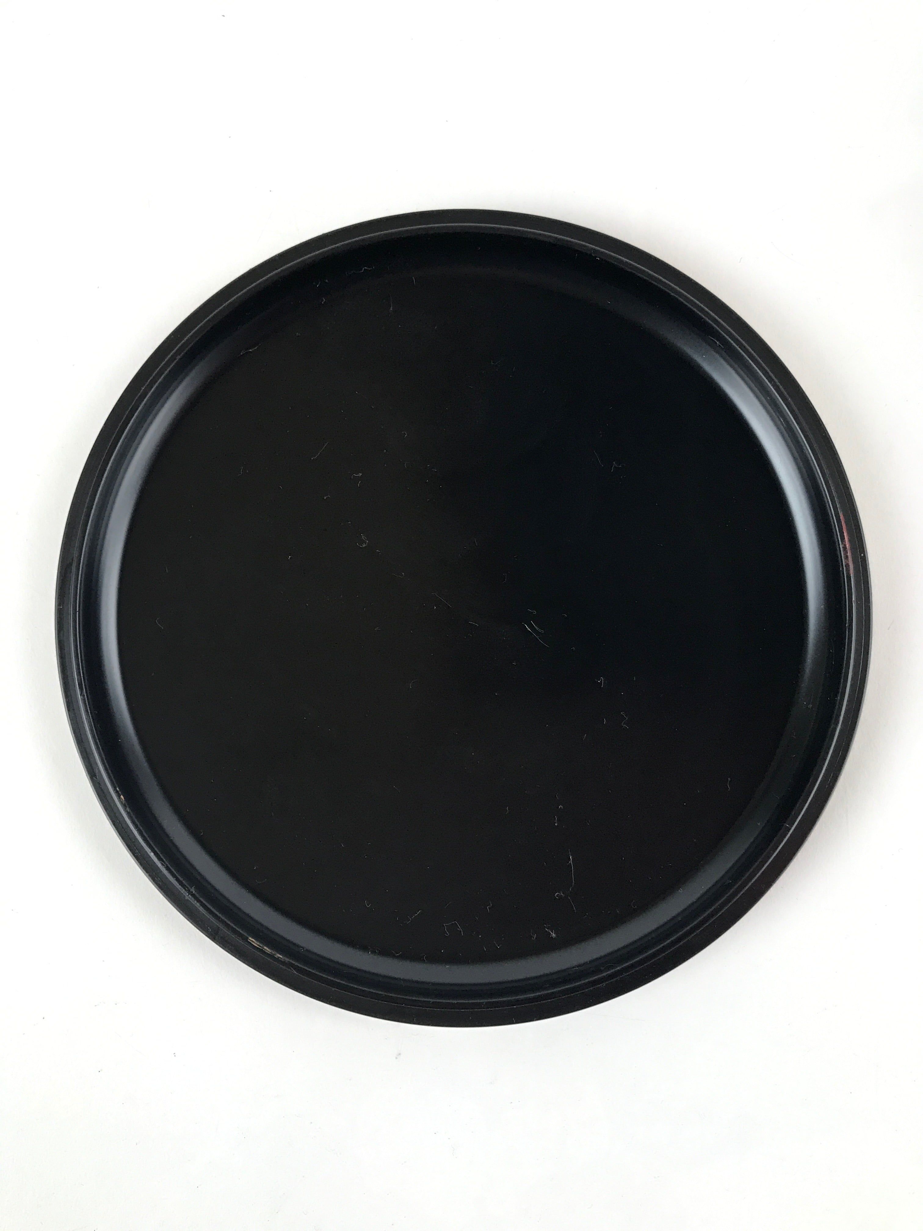Japanese Resin Lacquer Replica Lidded Bento Lunch Box Vtg Round Plum Red L221