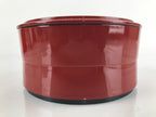 Japanese Resin Lacquer Replica Lidded Bento Lunch Box Vtg Round Plum Red L222