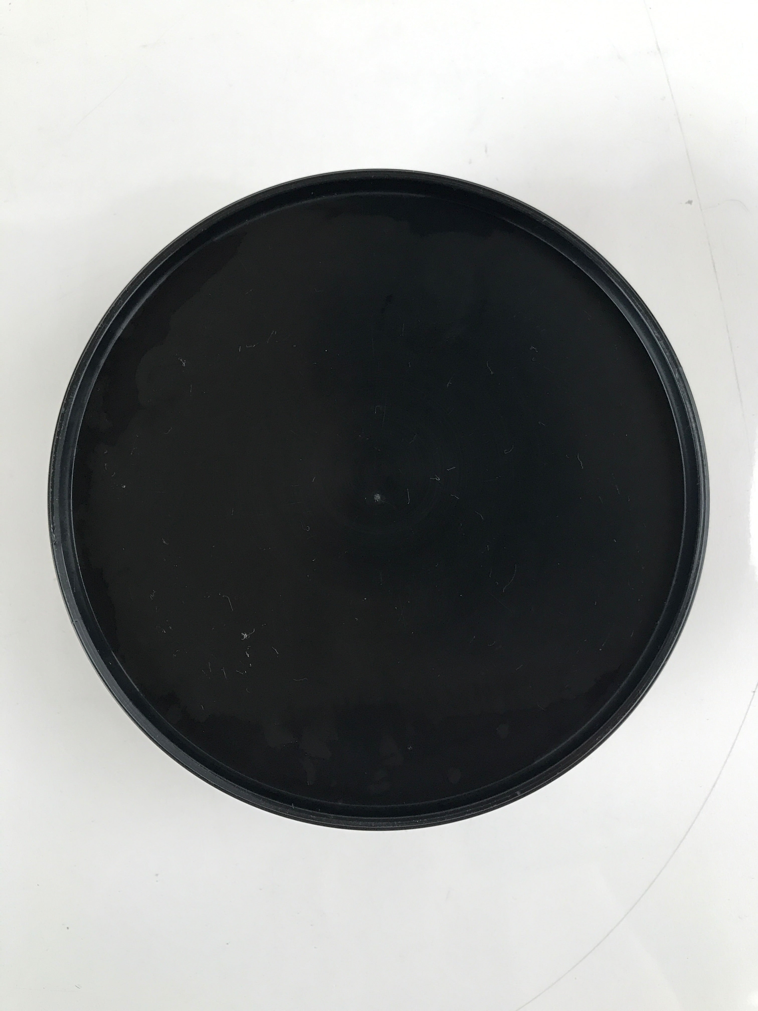 Japanese Resin Lacquer Replica Lidded Bento Lunch Box Vtg Round Plum Red L222